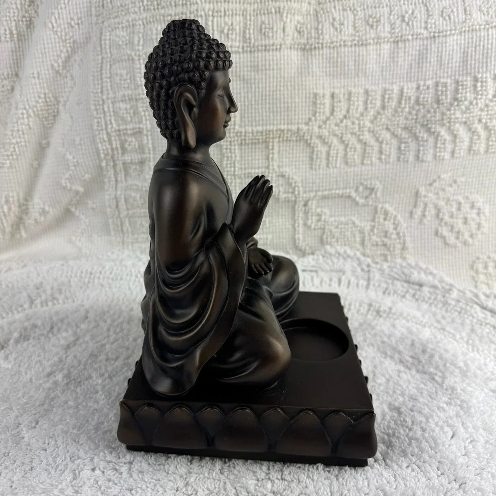PartyLite Bronze Meditating Buddha Tealight Holder Zen Home Decor Altar Statue